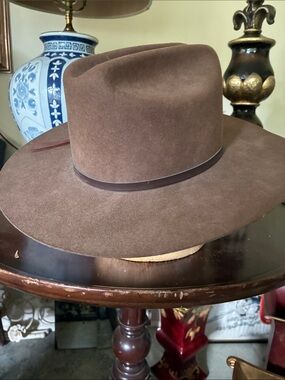 Vintage Brown Wool Fedora with Slim Leather Band